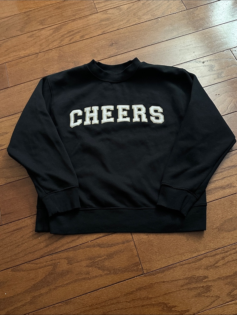 Universal Thread Black Crewneck Sweater with White CHEERS Applique